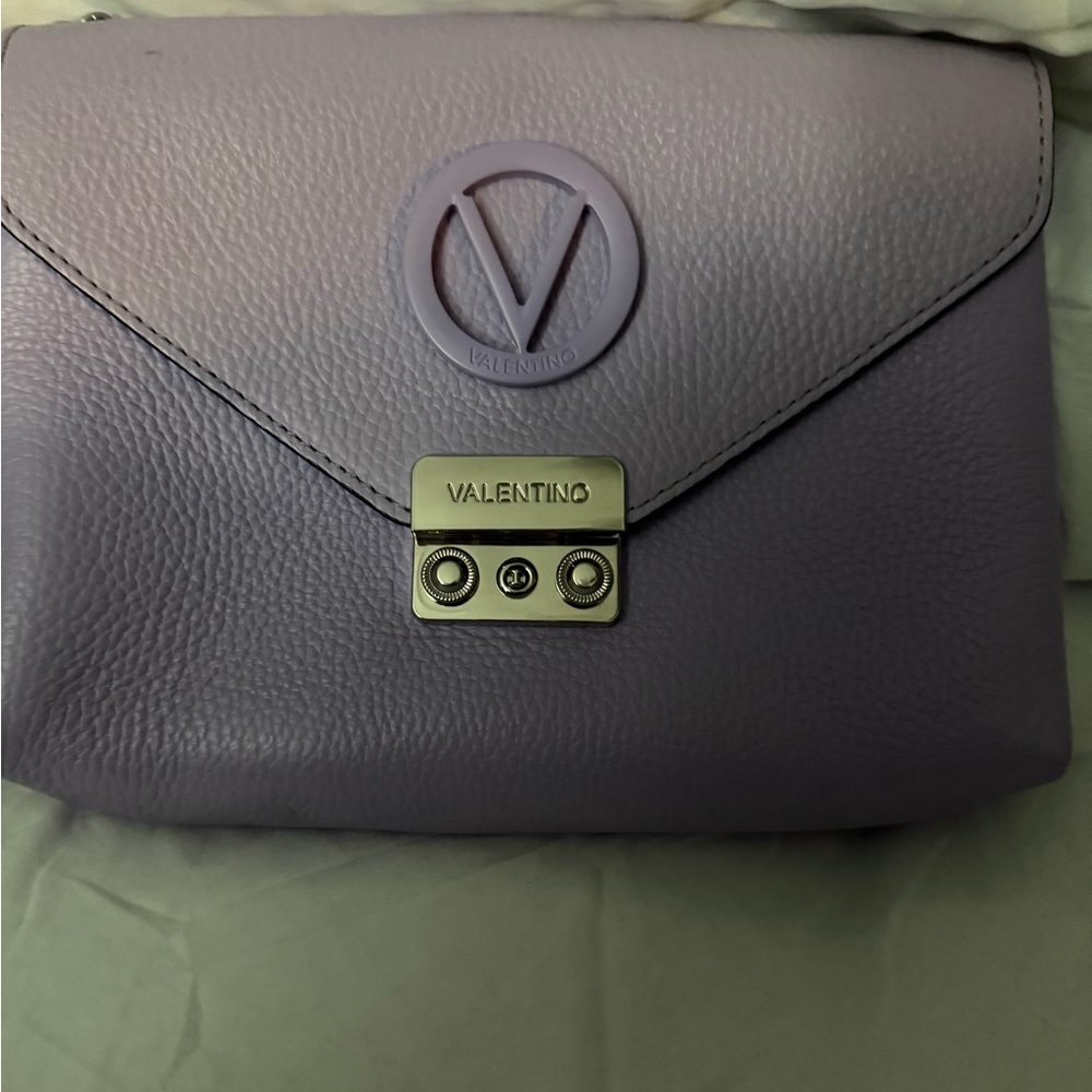 Valentino Lavender Clutch with Logo Detail